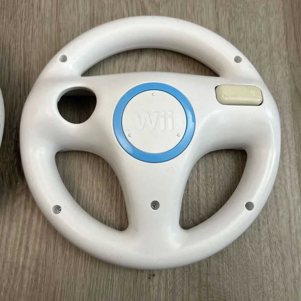 Nintendo Wii Steering Wheel x2 Mario Kart Racing OEM Official White RVL-024